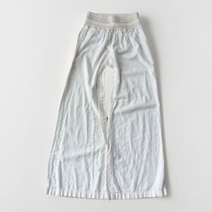 Rewash White Linen Blend Wide Leg Pants Women's Size M Smocked Waist Beach